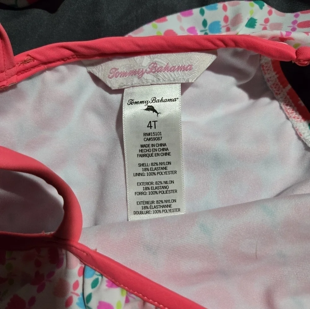 Girls Tommy Bahama 2 Piece Swimsuit 4T Pink White